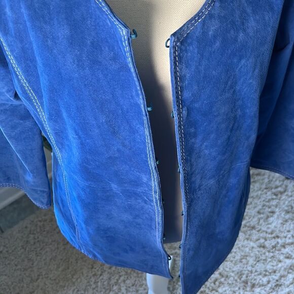 Leather Linea by Louis Dell'Olio Fully Lined Jacket Size M Royal Blue EUC - Picture 9 of 16